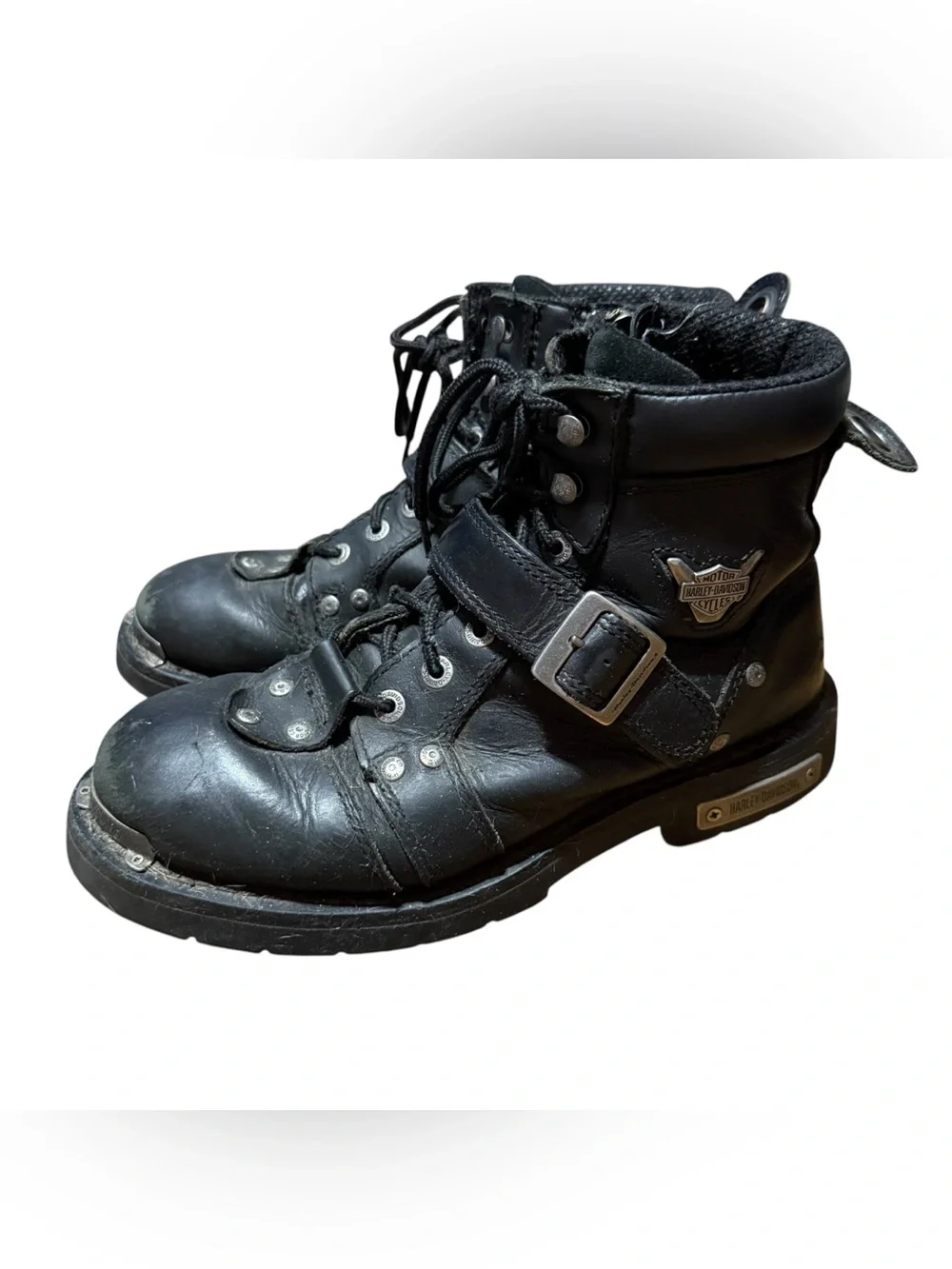Harley Davidson Brake Buckle Boots Mens 9.5 M Black Leather Motorcycle Moto